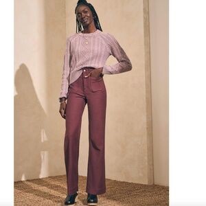 Faherty Wide Leg Pants in Plum